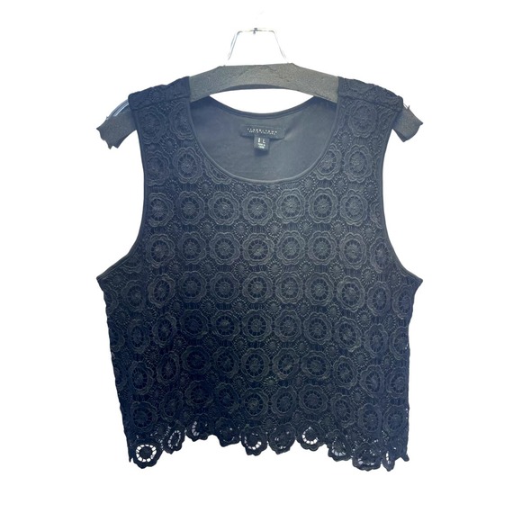 Tinsel Denim Couture Tops - Tinseltown‎ Black lace overlay Cropped Tank